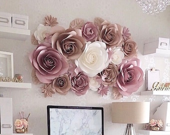 Paper Flowers Wall Decoration - Large Paper Flowers - Paper Flower Wall Decor - Paper Wall Flowers - Nursery Wall Decor