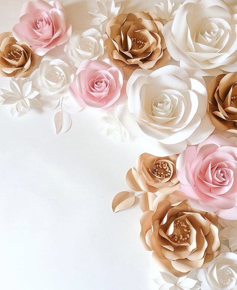 Large Paper Flowers Wedding Decoration Ideas White Paper Etsy