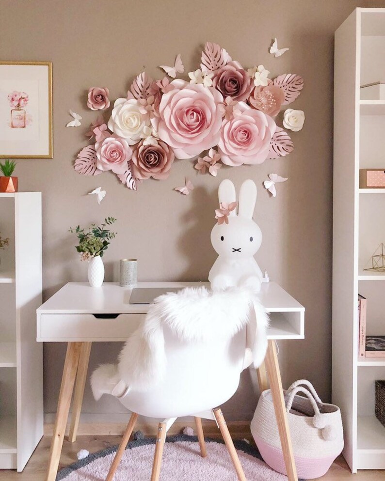 Paper Flowers Wall Decoration Nursery Wall Art Nursery Etsy