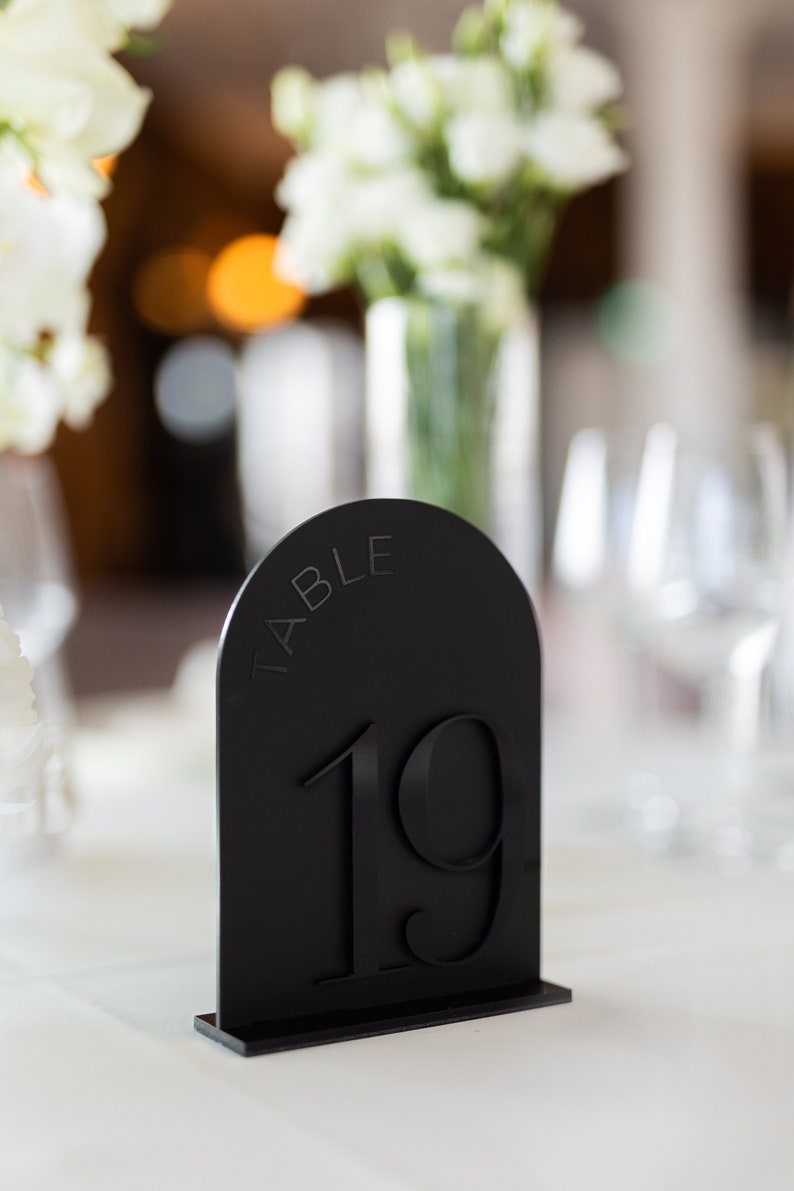 Black Matte Table Numbers Arched Black Acrylic Wedding Table - Etsy