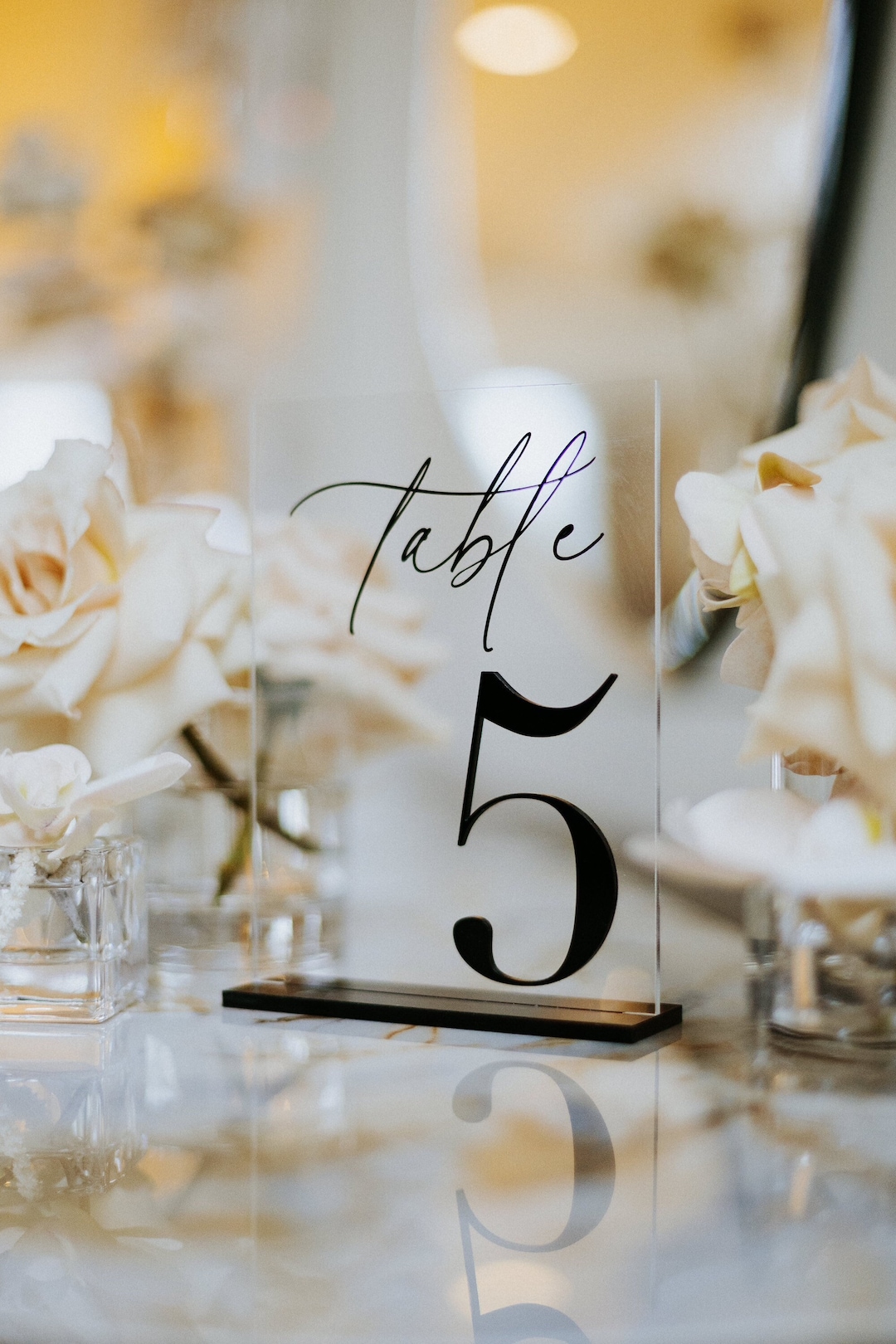 Black 3D Wedding Table Numbers Clear Acrylic Table Signs Modern Table ...
