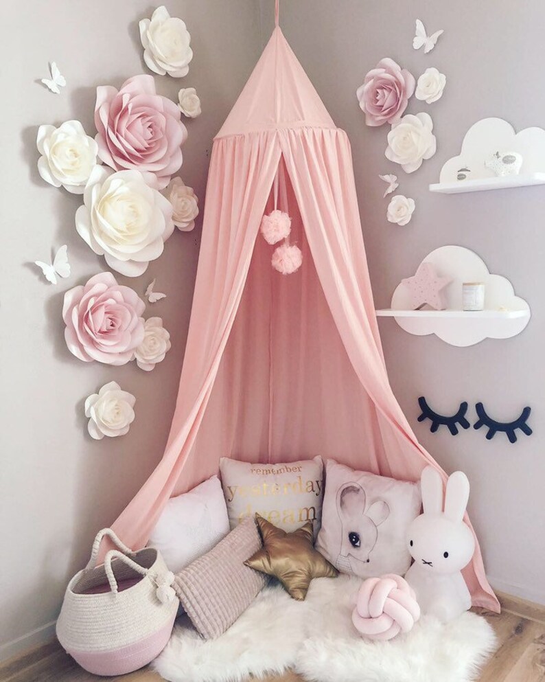 Blush Pink Nursery Paper Flowers Wall Decor Baby Girl Room Etsy