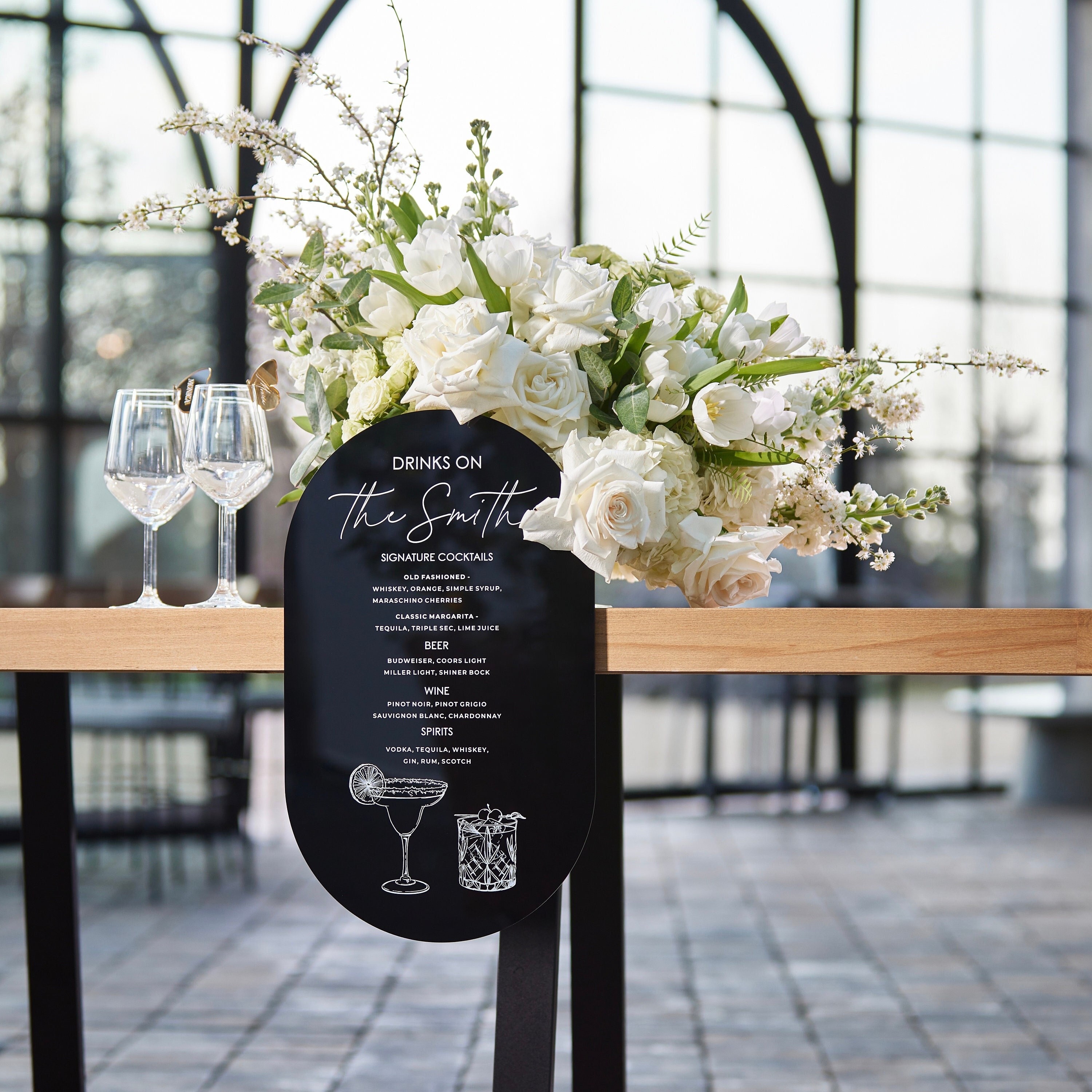 Wedding Bar Sign - Signature Cocktails - Black Acrylic Floating Bar Sign - Wedding Bar Menu - Signature Drinks - Bar Signage - Wedding Signs