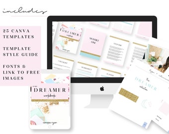 BUNDLE! Dreamer Canva Templates - Canva Template, workbook, worksheet, slide deck