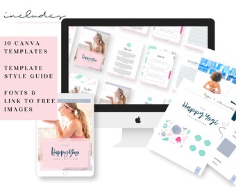 Happy Yogi Canva Workbook - Canva Template, canva workbook, canva worksheet, canva planner