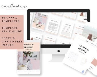 BUNDLE! Grace and Hustle Canva Templates - Canva Template, workbook, worksheet, planner