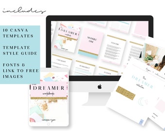 Dreamer CANVA Workbook Templates for Bloggers and Business - Canva Template, workbook, worksheet, planner