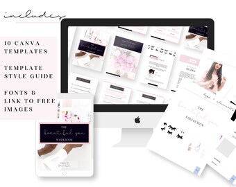 Beautiful You CANVA Workbook Template for Bloggers and Business - Canva Template, workbook, worksheet, planner