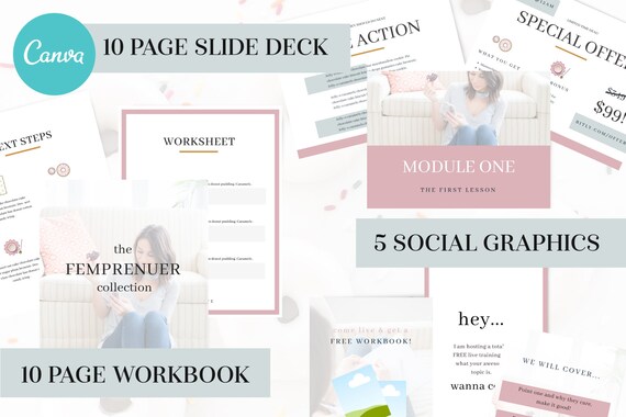 bundle femprenuer canva templates canva template workbook worksheet slide deck workbook templates free