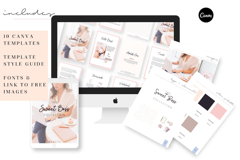Sweet Boss CANVA Workbook Templates for Bloggers and Business Canva Template, workbook, worksheet, planner image 1