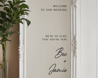 Wedding Welcome Mirror Decal Vinyl Sticker For Mirror DIY Wedding Sign Custom Decal Welcome To Our Wedding Mirror Black Or White Vinyl 01
