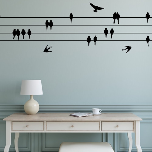 Wall Decals Birds on A Wire Vinyl Decal Home Decor Etsy