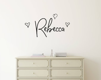 Personalized Girls Name Name Wall Sticker Hearts Wall Decal Personalised Name Room Decor Custom Vinyl Wall Art Nursry Kids Room Play Room