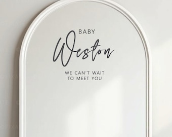 Baby Shower Welcome Decal Mirror Sticker Arched Sign Vinyl Sticker Personalised Baby Shower Entrance Sign DIY Vinyl Lettering - 101