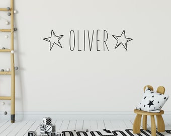 Custom Kids Name Wall Decal Personalised Name Wall Sticker Personalised Vinyl Decal Custom Wall Decor Quote Cute Stars Kids Room Wall Decor