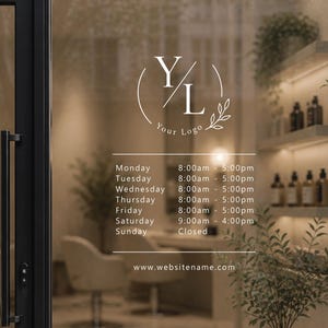 Business Hours Window Decal Custom Opening Hours Sign Vinyl Sticker Store Door Hours with Logo Glass Door Signage 02