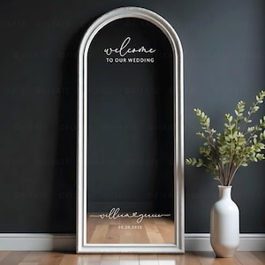 Custom Wedding Mirror Sticker Vinyl Decal For Mirror Welcome Sign Personalized Decal Removable Names Heart Font Lettering 21