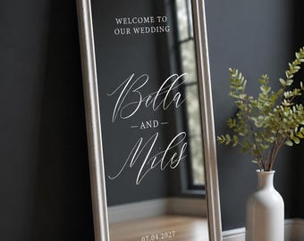 Welcome To Our Wedding Mirror Decal Personalized Wedding Mirror Sticker Custom Names Date Wedding Welcome Sign Vinyl Decal