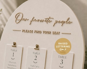Raised Lettering ONLY Wedding Sign Our Favorite People Seating Chart Sign Please Find Your Seat 3D Acrylic Letters Self Adhesive Cut Out 04