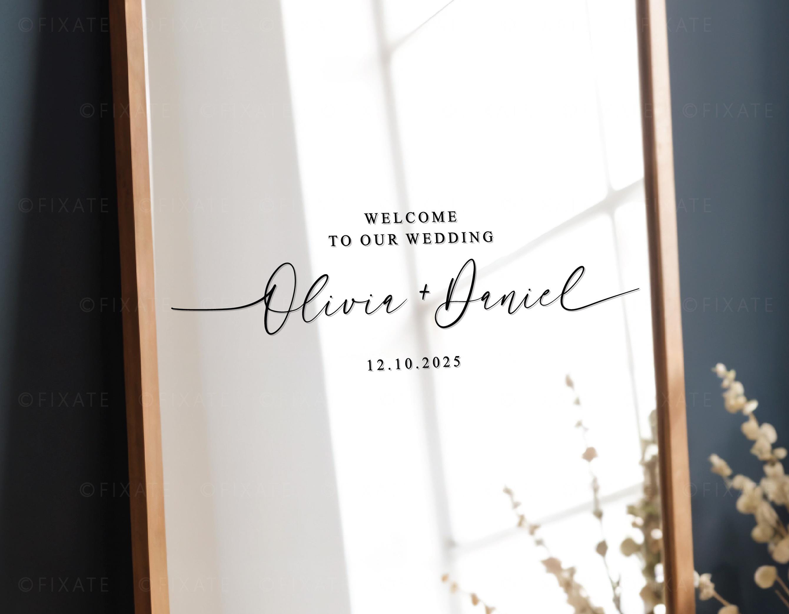 Wedding Mirror Decal Custom Welcome Sign Vinyl Sticker Personalized Names Welcome To The Wedding Sign for Mirror Ceremony or Reception Decor