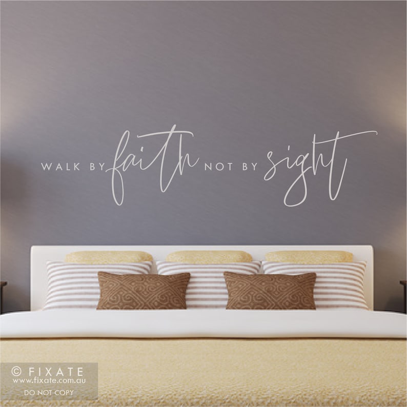 Verse Wall Decal E Above Bed Decor Over Sticker Scripture Religious Walk By Faith