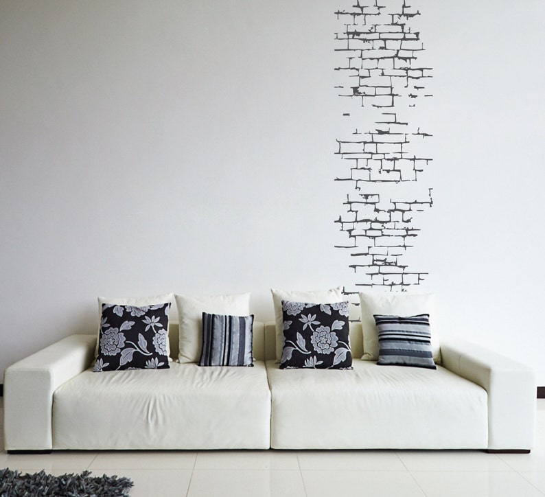 Brick Wall Sticker Pattern Removable Decal Grunge Decor Paper Style Modern Old