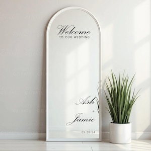 Benutzerdefinierte Hochzeitsspiegel Aufkleber Vinyl Aufkleber für Spiegel Willkommensschild personalisierte Aufkleber Willkommen zu unserer Hochzeit entfernbaren Vinyl Schriftzug 35