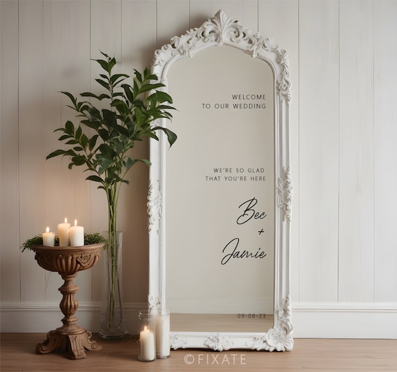 Custom Wedding Welcome Sign Sticker Mirror Frame
