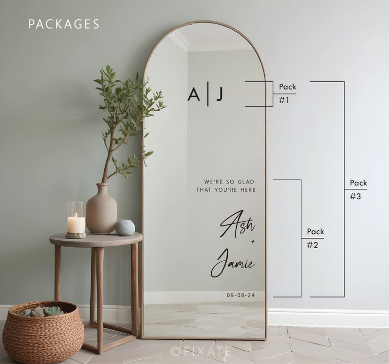 Wedding Mirror Sticker Vinyl Decal For Mirror DIY Wedding Sign Custom Decal We're So Glad Your Here Wedding Mirror Monogram Personalised 02 image 3