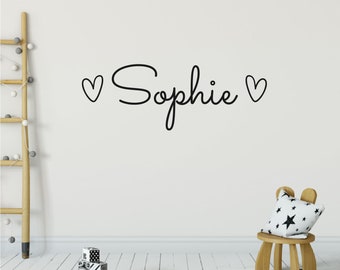 Custom Kids Name Wall Decal Personalised Name Wall Sticker Vinyl Decal Custom Wall Decor Quote Love Hearts Kids Room Wall Decor Cute Decor