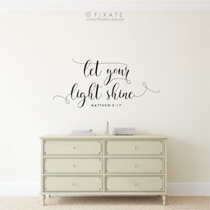 Let Your Light Shine Wall Decal Quote Bible Wall Sticker Quote Bible Verse Decal Scripture Vinyl Bible Wall Decal Scripture Decor Matthew