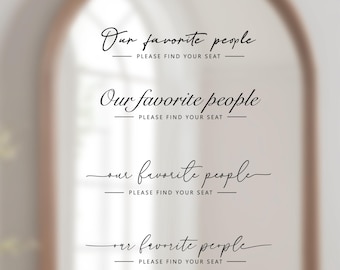 Our Favorite People Decal Seating Chart Title Please Find Your Seat Mirror Decal Wedding Mirror Sticker Seating Plan Vinyl Lettering DIY 55