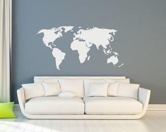 World Map Wall Sticker Design | Wall Travel Decor | Adventure Decal Wall Art with Location / Destination Pins | Globe