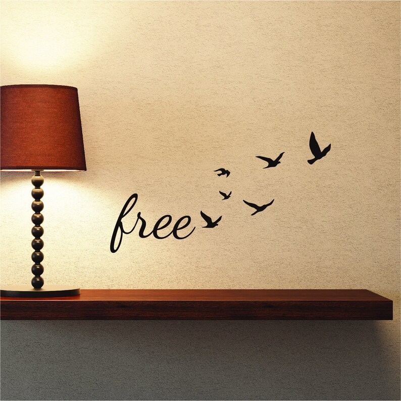 Freedom Wall Decal Quote With Flock of Flying Birds Etsy