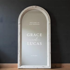 Welcome Wedding Mirror Decal Custom Welcome To Our Wedding Mirror Sign Personalized Mirror Sticker Personalised Names Wedding Decor 25