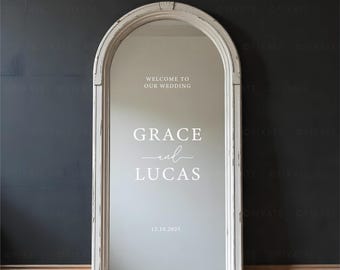 Welcome Wedding Mirror Decal Custom Welcome To Our Wedding Mirror Sign Personalized Mirror Sticker Personalised Names Wedding Decor 25