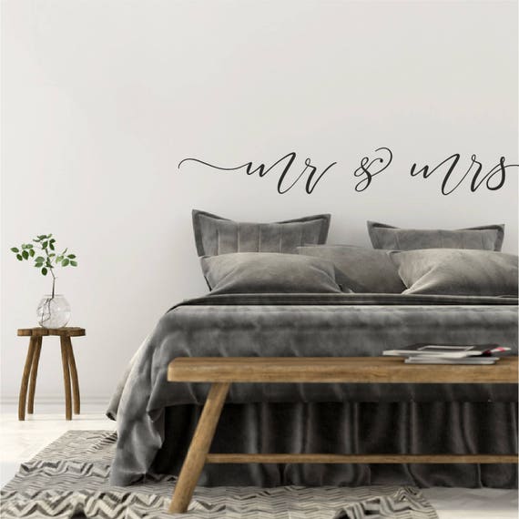 Over Bed Wall Decor Above Bed Wall Decal Quote Bedroom Wall Sticker Quote Mr And Mrs Love Quote Sign For Bedroom Vinyl Decal Art Decor