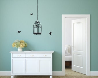 Bird Cage Wall Decal Bird Cage Wall Sticker Flying Birds Wall Decal Flying Birds Decal Cute Bird Wall Decor Amovable Bird Decal Transfer