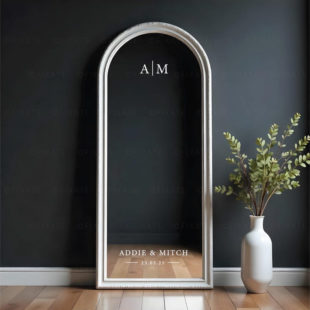 Wedding Mirror Decal Custom Names and Date Removable Vinyl Sticker ...