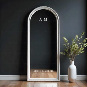 Wedding Mirror Decal Custom Names and Date Removable Vinyl Sticker Welcome Mirror Sign Personalized Mirror Lettering Monogram Formal Font 23