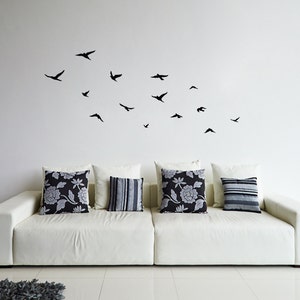 Fliegende Vögel Wandaufkleber | Vogelschwarm Wandtattoo | Wanddekoration | Abnehmbares Oben Lounge Wall Art