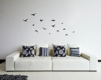 Flying Birds Wall Sticker | Flock of Birds wall decal | Wall Decor | Removable Above Lounge Wall Art