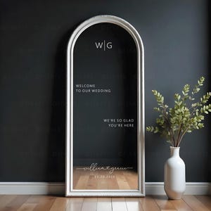 Wedding Mirror Decal Custom Mirror Sticker We&#39;re So Glad You&#39;re Here Wedding Welcome Sign Vinyl Decal for Mirror 26