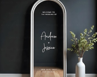 Wedding Mirror Decal DIY Reception Mirror Selfie Mirror Decal Vinyl Sticker for Arched Mirror Wedding Entrance Welcome Sign Personalised 44