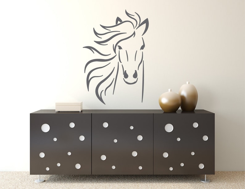 Wall Sticker cheval Design Autocollant de mur extérieur naturel cheval équitation Décoration murale animaux Vinyle autocollant image 1