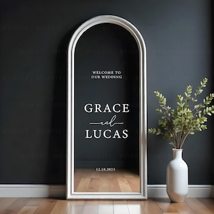Custom Wedding Mirror Decal Wedding Welcome Mirror Sticker Personalized Vinyl Sign Mirror Wedding Sign Welcome To The Wedding Of 25