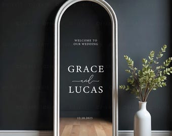Custom Wedding Mirror Decal Wedding Welcome Mirror Sticker Personalized Vinyl Sign Mirror Wedding Sign Welcome To The Wedding Of 25