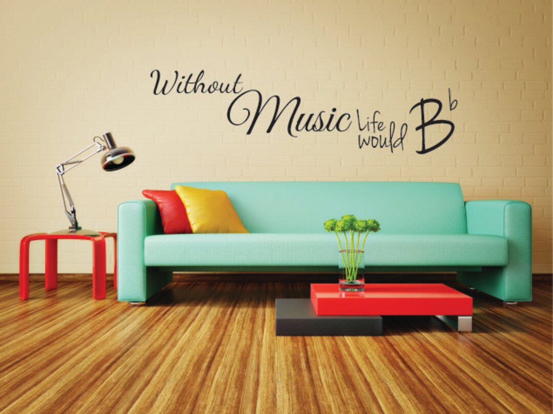 Music Wall Decal Quote Music Wall Sticker Words Music Wall Etsy