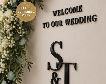 Raised Lettering Wedding Welcome Sign Laser Cut Acrylic Letters Self Adheasive Cut Out Wood Letters Custom Monogram Names Wedding Sign 08