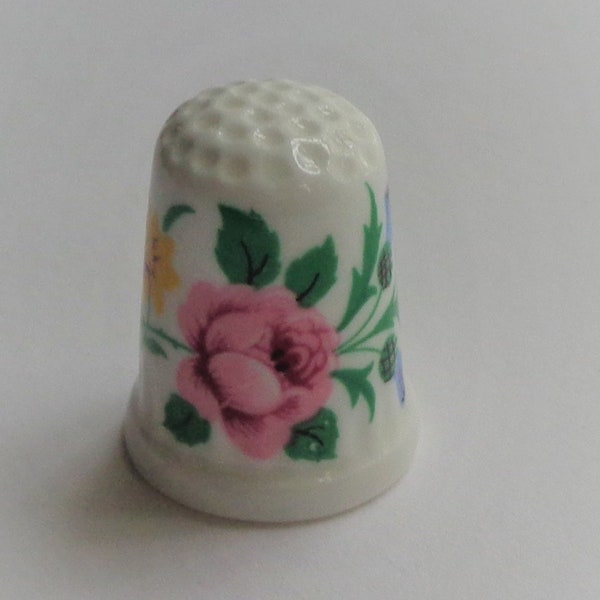 Vintage Duchess Bone China Thimble Multicolor Rose Thistle and Shamrock Pattern England